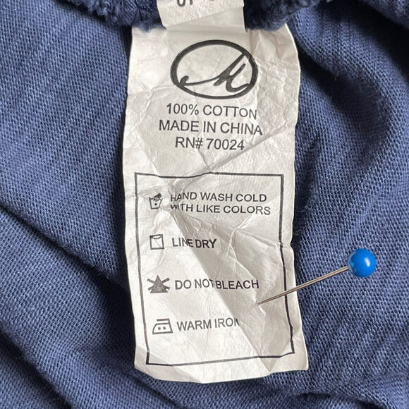 Mododoc Tunic Top Women Size L Blue Floral Boho Embroidered Side Hem Slit Cotton - Picture 9 of 14